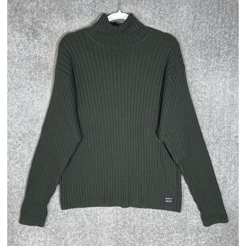American Eagle Ribbed Knit Turtleneck Sweater Mens Size XL Green Y2K Vintage